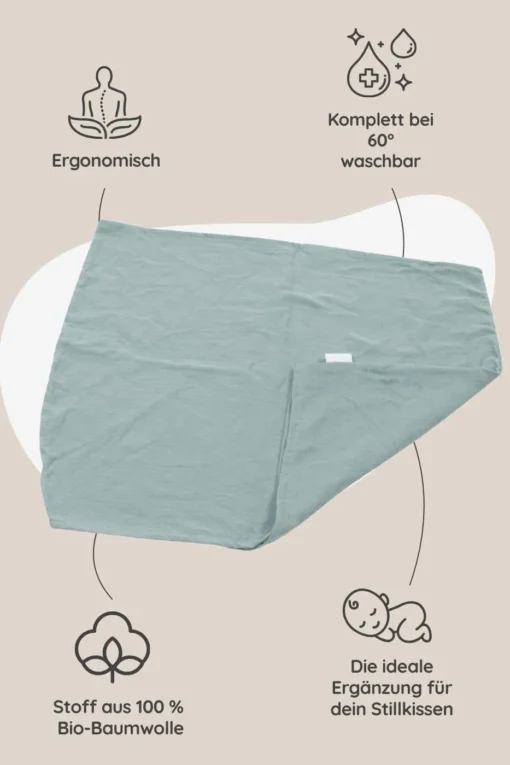 Hobea Baby Lagerungsbezug für Stillkissen Musselin | graublau – Bild 4
