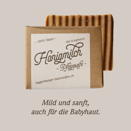 Feste Dusch- und Pflegeseife mit Schafmilch | Honigmilch - 100% NATUR von Toggenburger Naturseifen