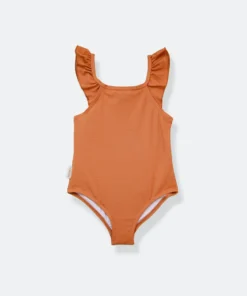 kidORCA Badeanzug mit Waffelstruktur (recycelt / UPF 50+) | Haselnuss