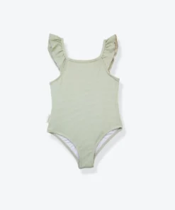 kidORCA Badeanzug mit Waffelstruktur (recycelt / UPF 50+) | salbeigrün