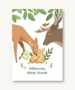 VIERUNDFÜNFZIG Postkarte | Willkommen Kleines Wunder Zur Geburt Waldtiere