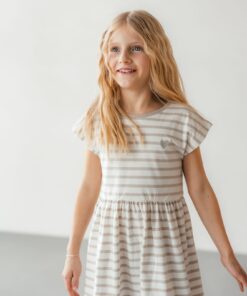 KUKKA Living Kinder Jersey Kleid LINA | striped sand