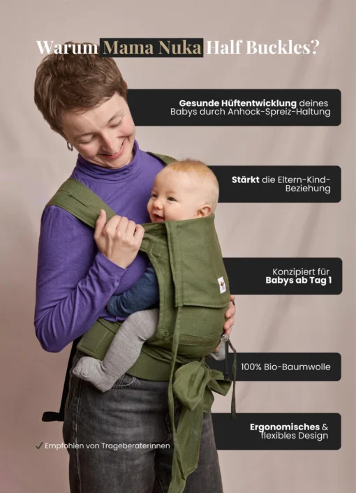 Mama Nuka Half Buckle Babytrage Classic | Forest – Bild 6