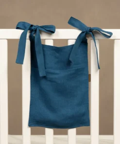 MENIQUE Leinen Kinderbett Organizer | blau