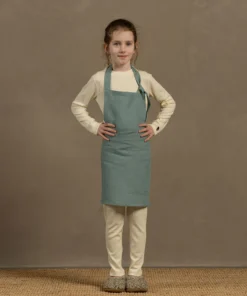 MENIQUE Kinder Kochschürze aus Leinen | Salbei