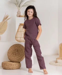 MENIQUE Kids Bio Leinen Hose DAKOTA | Storm blue