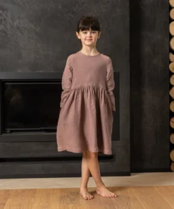 MENIQUE Girls Leinen Kleid LUCY | Faded Rose