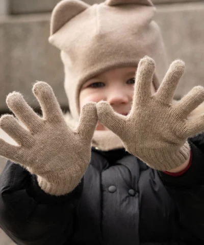 MENIQUE Kinderhandschuhe aus Merinowolle und Kaschmir | Beige