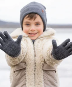 MENIQUE Kinderhandschuhe aus Merinowolle und Kaschmir | dark gray