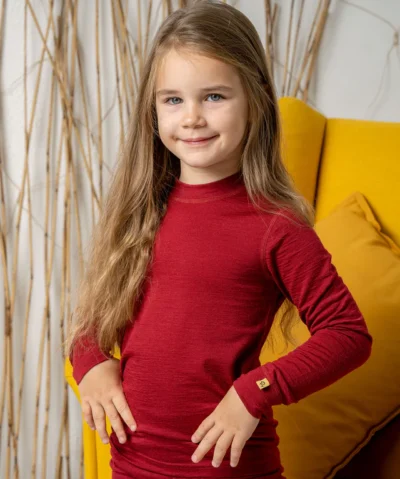 MENIQUE Kinder Langarmshirt 160 Merino | CHERRY