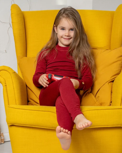 MENIQUE Kinder Leggins Hose 160 Merino | CHERRY