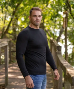 MENIQUE Herren Langarmshirt 160 Merino | Schwarz