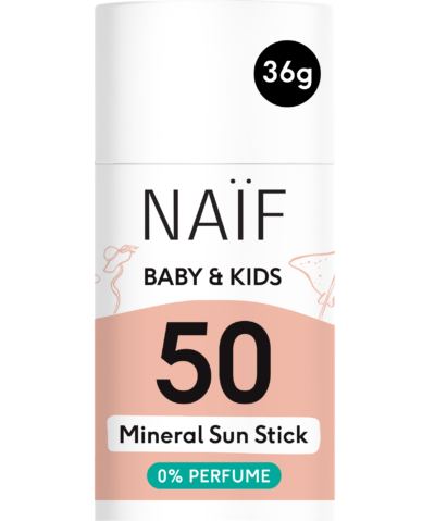 NAÏF Mineralischer Sonnenschutzstick für Baby & Kind 0% Parfüm (LSF 50, 36g)