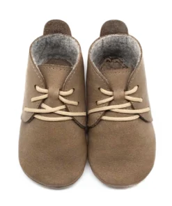 Orangenkinder Lauflernschuh / Barfussschuh AMIGO Schnürer mit Wollfilzfutter | beige
