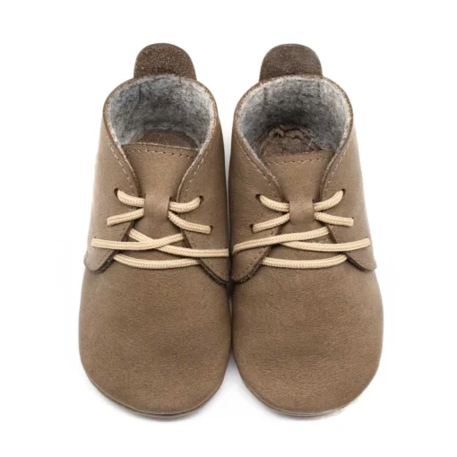 Orangenkinder Lauflernschuh / Barfussschuh AMIGO Schnürer mit Wollfilzfutter | beige