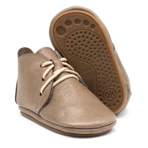 Orangenkinder Lauflernschuh / Barfussschuh AMIGO Schnürer mit Wollfilzfutter | beige
