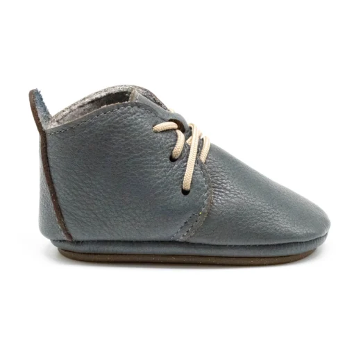 Orangenkinder Lauflernschuh / Barfussschuh AMIGO Schnürer mit Wollfilzfutter | blaugrau – Bild 5