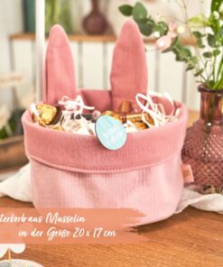 Papierdrachen Osternest mit Hasenohren | Musselin Rosa
