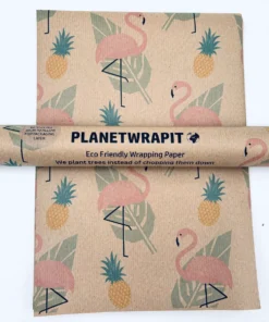 PLANETWRAPIT Nachhaltiges Geschenkpapier Rolle 5mx50cm | Flamingo