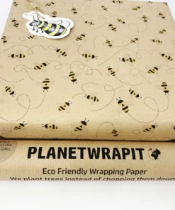 PLANETWRAPIT Nachhaltiges Geschenkpapier Rolle 5mx50cm | Bienen