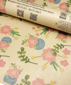 PLANETWRAPIT Nachhaltiges Geschenkpapier Rolle 5mx50cm | Blumiger Geburtstag