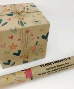 PLANETWRAPIT Nachhaltiges Geschenkpapier Rolle 5mx50cm | Frühlingsblumen