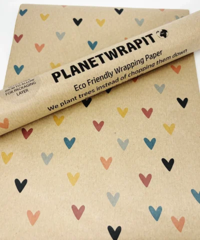 PLANETWRAPIT Nachhaltiges Geschenkpapier Rolle 5mx50cm | Herzen