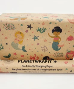 Planetwrapit Nachhaltiges Geschenkpapier Rolle 3mx50cm | Meerjungfrau