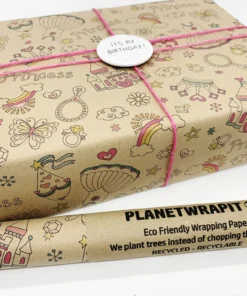 PLANETWRAPIT Nachhaltiges Geschenkpapier Rolle 5mx50cm | Prinzessin