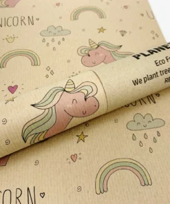 PLANETWRAPIT Nachhaltiges Geschenkpapier Rolle 3mx50cm | Einhorn