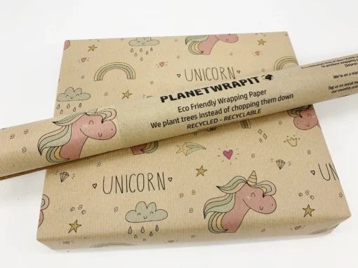 PLANETWRAPIT Nachhaltiges Geschenkpapier Rolle 3mx50cm | Einhorn