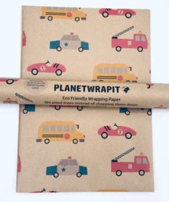 PLANETWRAPIT Nachhaltiges Geschenkpapier Rolle 5mx50cm | Fahrzeuge