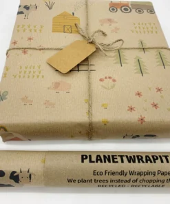 PLANETWRAPIT Nachhaltiges Geschenkpapier Rolle 5mx50cm | Farm