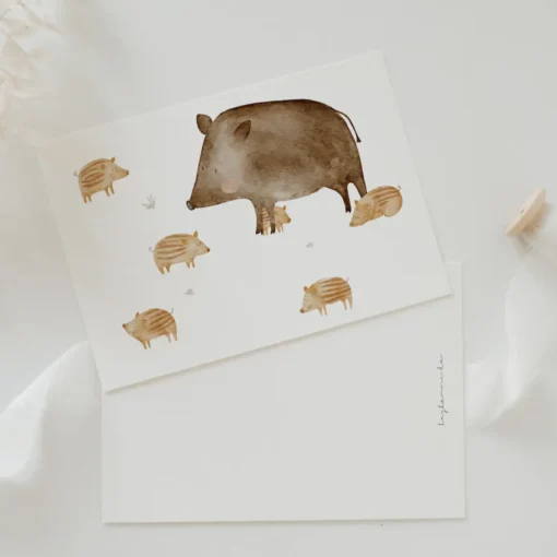 Postkarte Hej hanni wildschweine