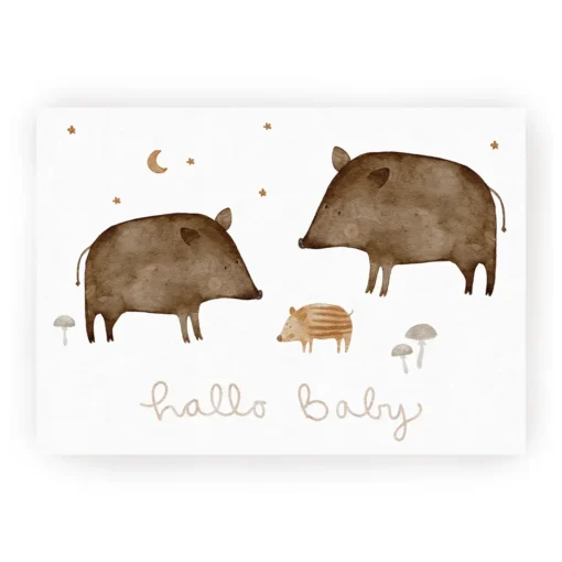 Postkarte Hej Hanni Wildschweine "Hallo Baby"