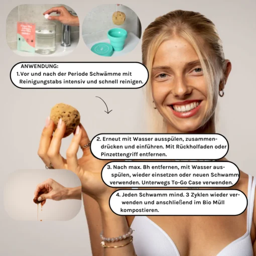 Hera Menstruationsschwämme 3er Set (mit Rückholfaden) – Bild 3