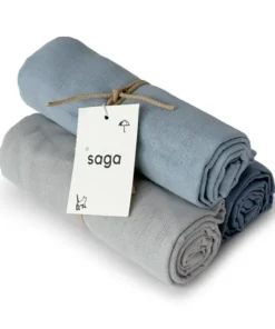 Saga Copenhagen Bio Musselin Nuschi VIDAR 70x70cm SET | mixed blau