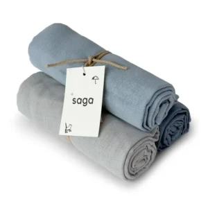 Saga Copenhagen Bio Musselin Nuschi VIDAR 70x70cm SET | mixed blau
