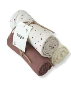 Saga Copenhagen Bio Musselin Nuschi VIDAR 70x70cm SET | mixed Herz