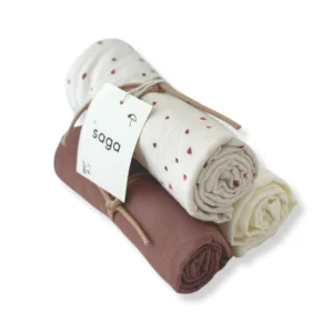 Saga Copenhagen Bio Musselin Nuschi VIDAR 70x70cm SET | mixed Herz