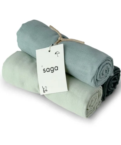 Saga Copenhagen Bio Musselin Nuschi VIDAR 70x70cm SET | mixed green