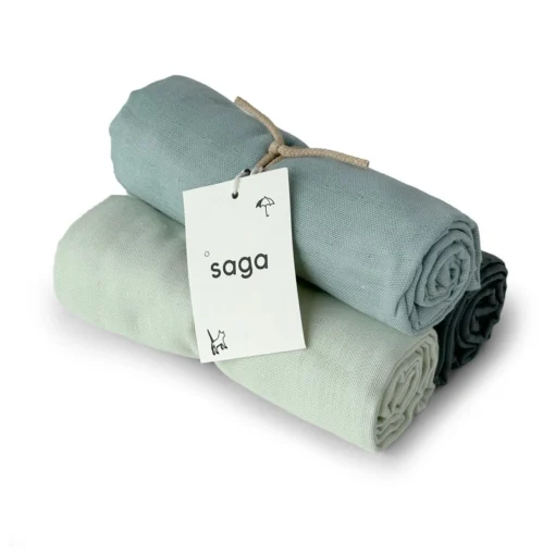 Saga Copenhagen Bio Musselin Nuschi VIDAR 70x70cm SET | mixed green