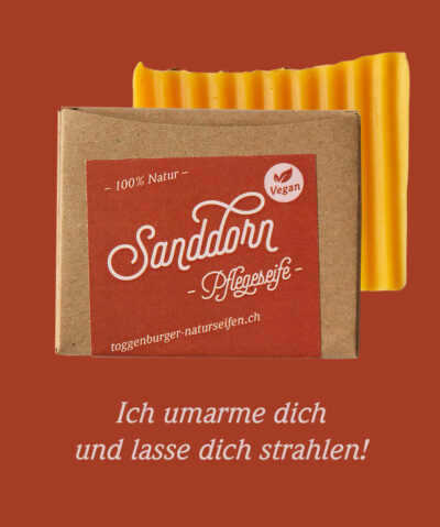 Feste Dusch- und Pflegeseife vegan | Sanddorn - 100% NATUR von Toggenburger Naturseifen