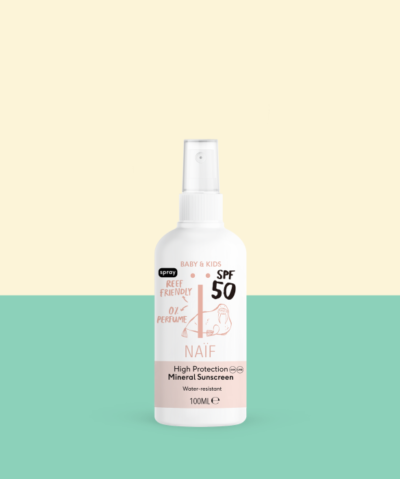 NAÏF Sonnenschutzspray LSF 50 (0% Parfüm, Baby & Kind, 100 ml)