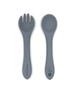 Cotton Cloud Kinderbesteck Set aus Silikon storm grey