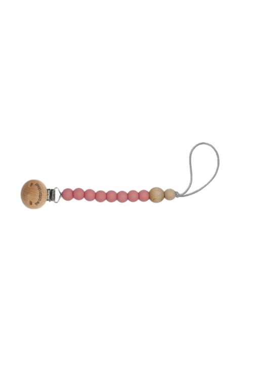 Cotton Cloud Schnullerkette aus Silikon/Holz ROUND | Rose