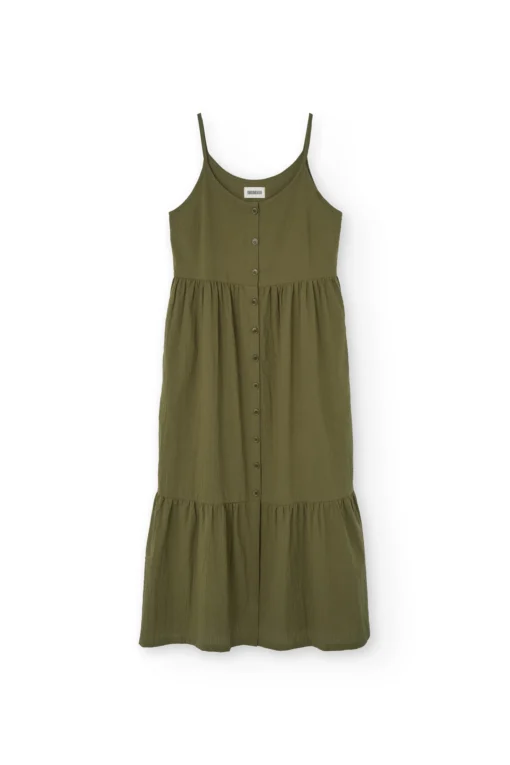 Tiralahilacha ERW Bio Baumwollkleid mit Träger BELINDA | olive – Bild 6