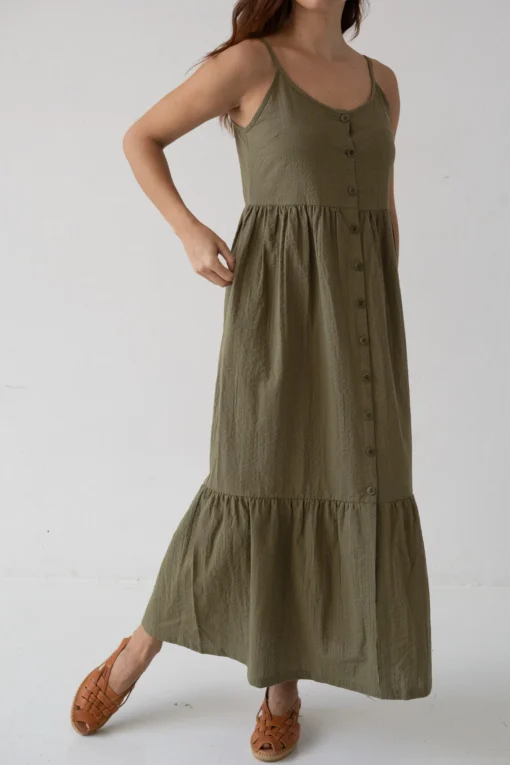 Tiralahilacha ERW Bio Baumwollkleid mit Träger BELINDA | olive
