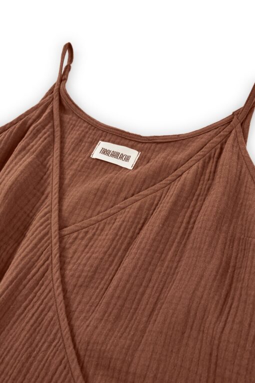 Tiralahilacha ERW Musselin Wickelkleid mit Träger BRIELLE | terrakotta – Bild 5