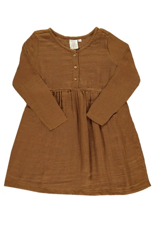 Tiralahilacha Kinder Musselin Kleid langarm | braun – Bild 2